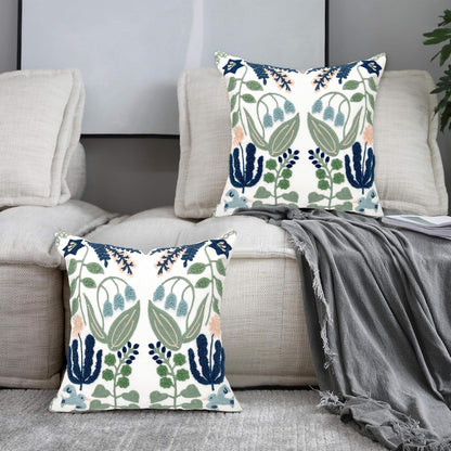Alysheer Floral Embroidered Summer Decorative Throw Pillow Covers 20"x 20" Set of 2, Farmhouse