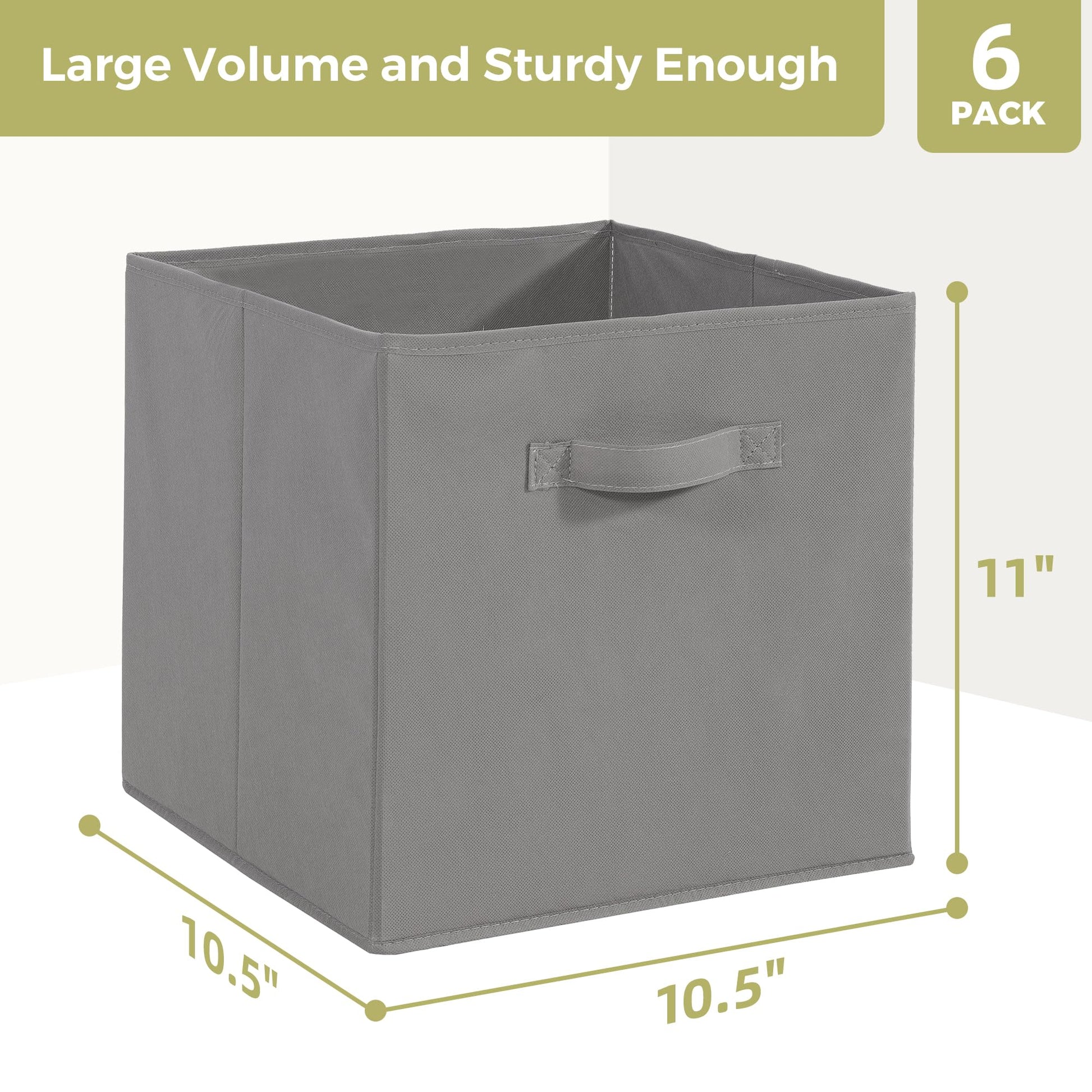 STORAGEIDEAS Storage Cubes, 11 Inch Cube Storage Bins, Set of 6, Fabric Foldable Storage Bins With