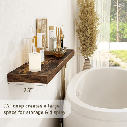 Floating Shelves Wall Shelf 40 Inch, 8 Inch Deep Floating Shelf for Wall, Farmhouse Black Wood