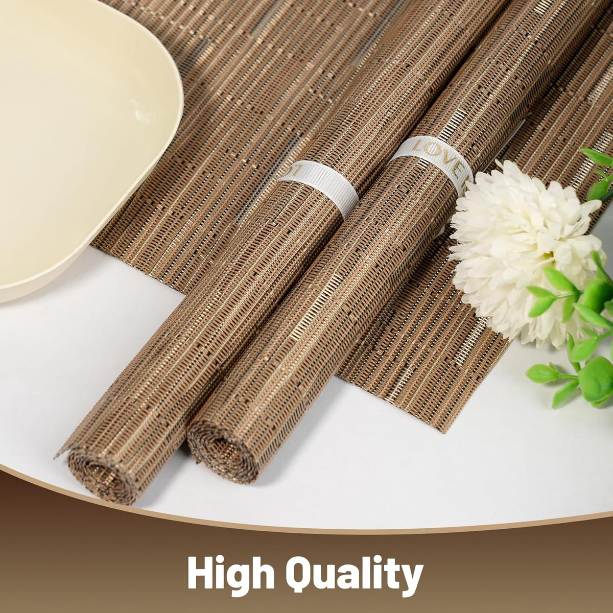 Placemats Set of 6，Non-Slip PVC Weave Table Mats Easy to Clean，Heat Resistant Place Mats for