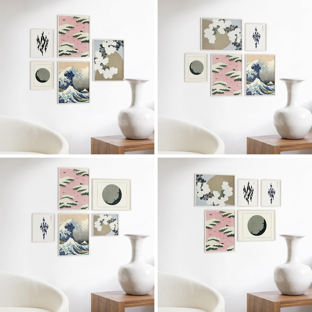 HAUS AND HUES Picture Frames for Wall - Set of 5 White Photo Frames, Photo Frame Collage, Bulk