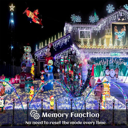 Icicle lights Outdoor - 33ft Christmas Lights with 400LED 75 Drops 8 Modes, Plug in Curtain String