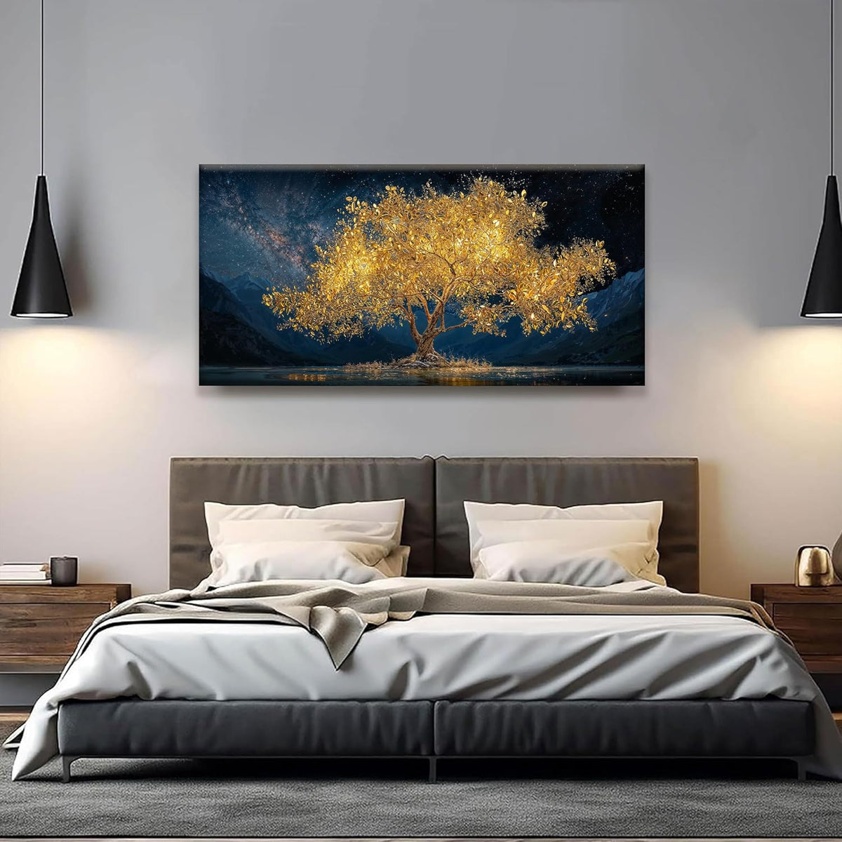 Wall Art For Living Room Gold Tree Of Life Landscape Print Painting Modern Canvas Art Wall Decor