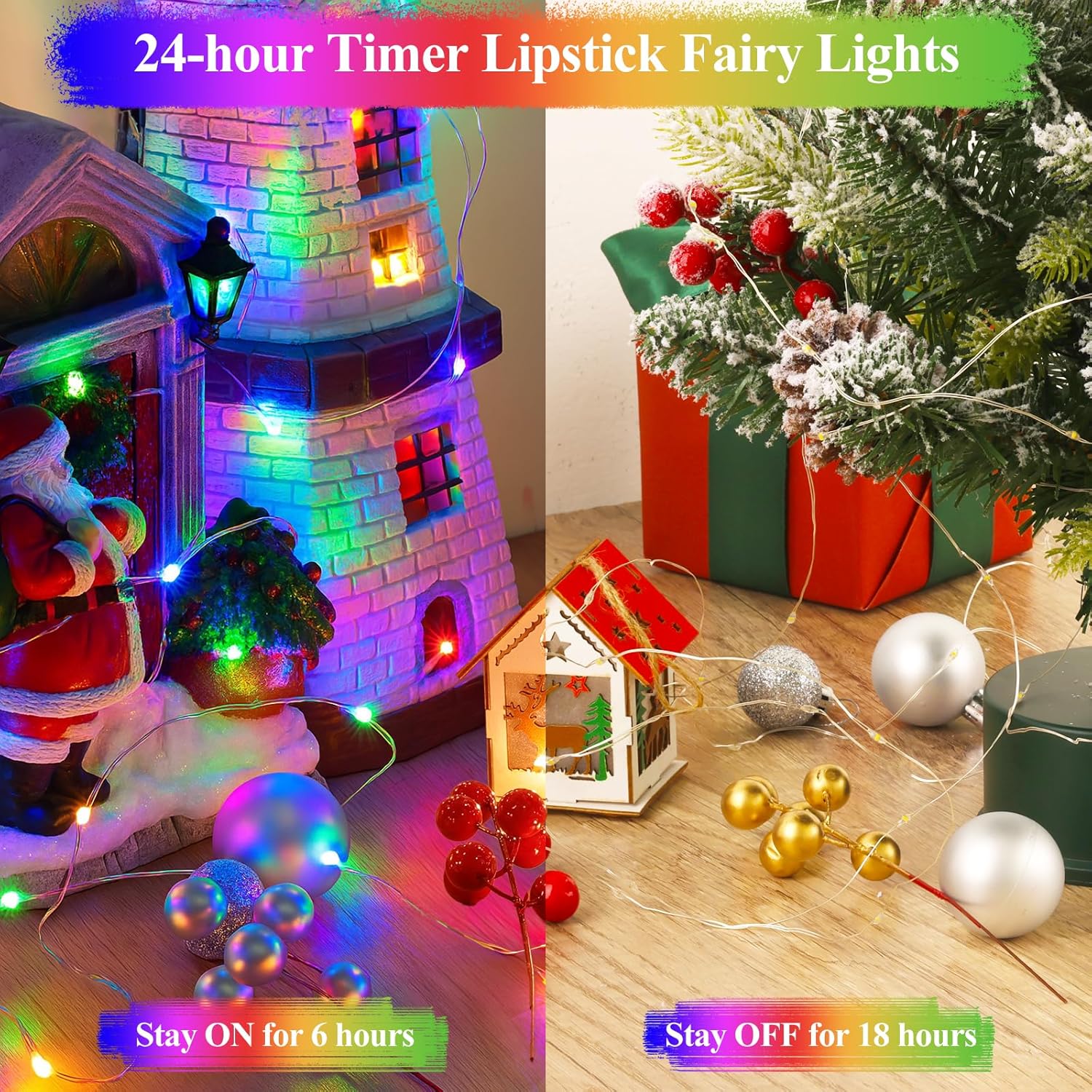 Lakumu Battery Operated String Lights, Twinkle Lights with Timer, Mini LED Fairy Lights for