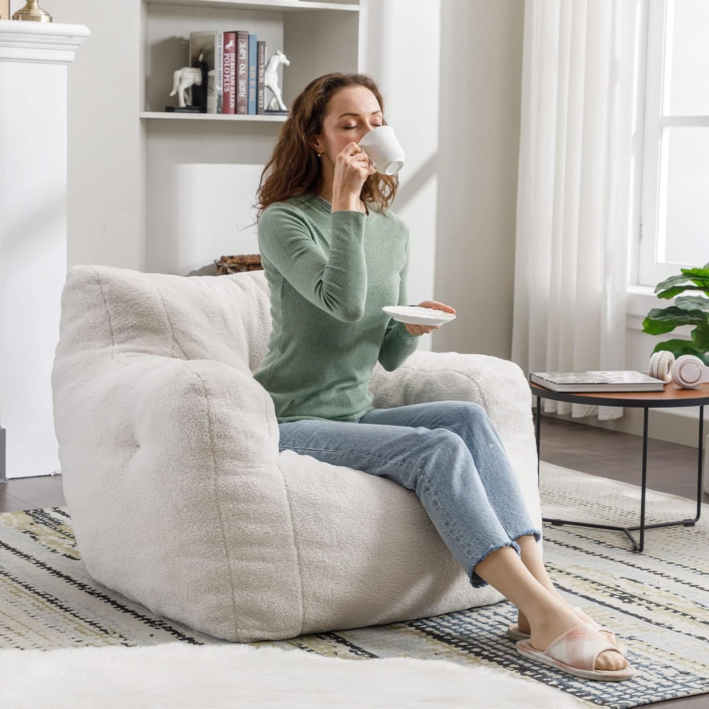 Recaceik Bean Bag Chairs, Tufted Soft Stuffed with Filler, Fluffy and Lazy Sofa, Imperial Lounger
