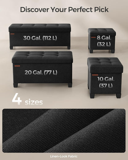 SONGMICS Storage Ottoman Bench, Foldable Foot Rest with Legs, 15 x 43 x 15.7 Inches, End of Bed