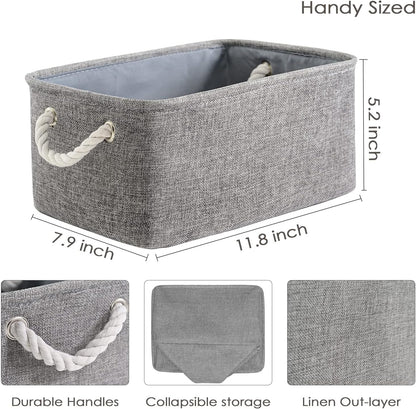 TheWarmHome Storage Bins for Shelves - 11.8x7.9x5.2 inch Grey Small Storage Baskets for Organizing