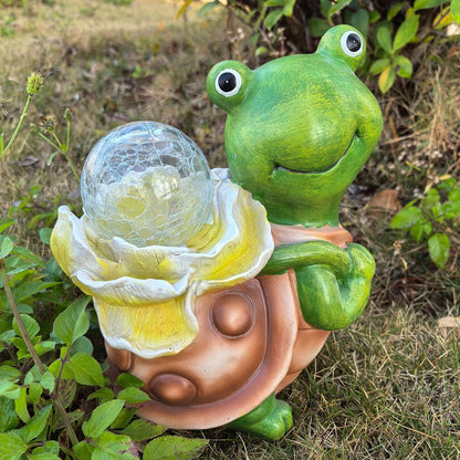 Solar Garden Turtle Statue with LED Light Decorative Cute Turtle Carrying Lantern Design Outdoor