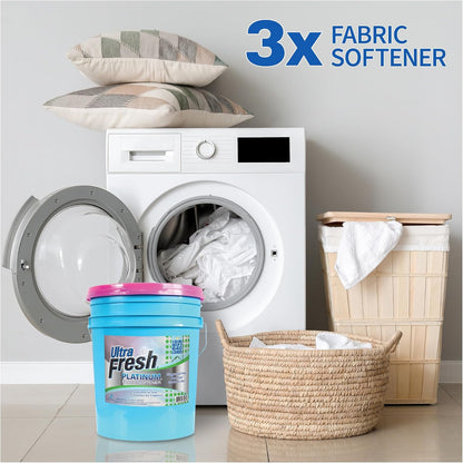 Ultra Fresh 5 Gallon Platinum Fabric Softener for All Machine Types, Liquid Laundry Softener, Up to
