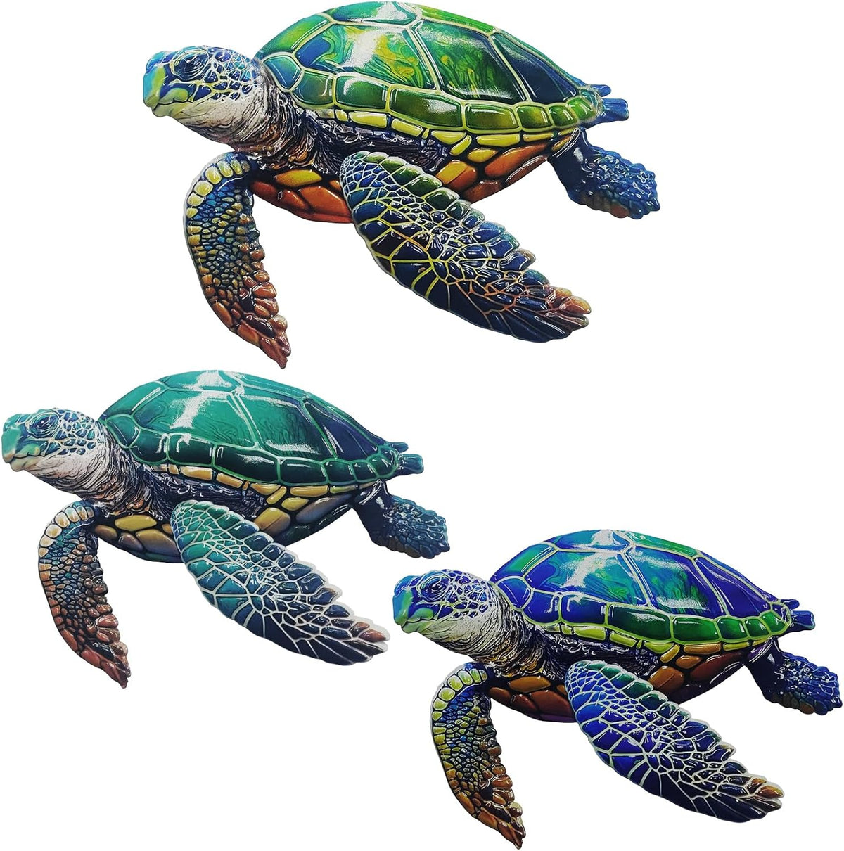 John's Studio 3Pcs Metal Turtle Sea Wall Decor Outdoor Garden Hanging Art Sculptures Home Ocean