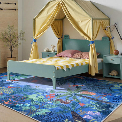 LIVEBOX Jungle Animal Print Dining Room Rugs for Under Table, Soft Modern Rug for Living Room