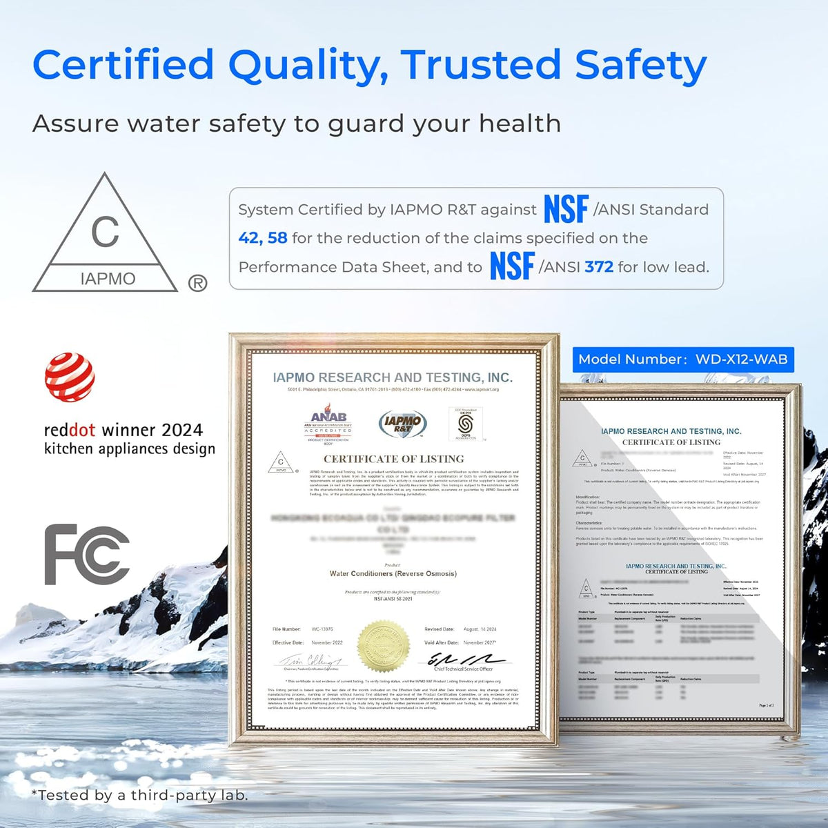 Waterdrop X12-Alkaline Mineral pH+ Tankless Reverse Osmosis System, NSF/ANSI 42&58&372 Certified