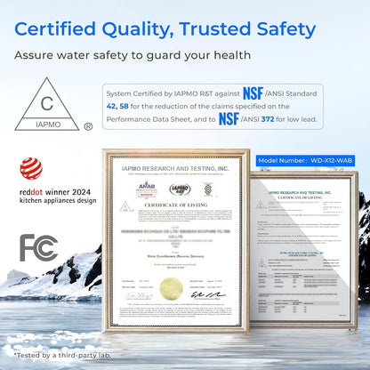 Waterdrop X12-Alkaline Mineral pH+ Tankless Reverse Osmosis System, NSF/ANSI 42&58&372 Certified