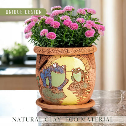 Ceramic Pot with Drainage Hole and Saucer, Plant Pots, Modern Decorative Planters for House Plants