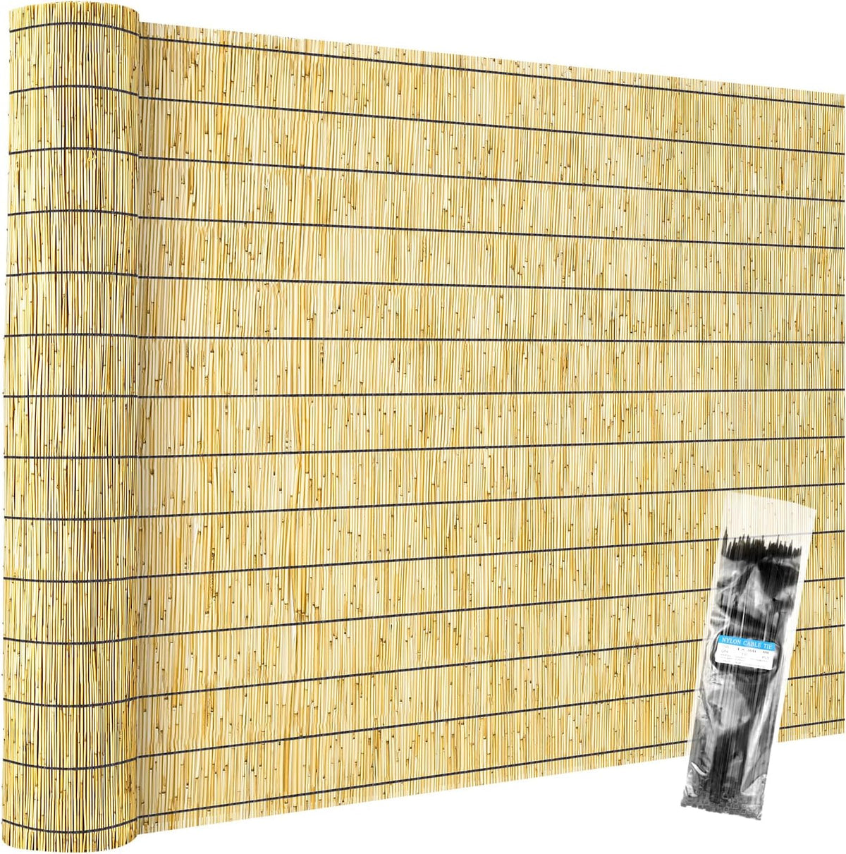 Natural Reed Fencing Rolls,5.5FT X 16.4FT Reed Screen Curtain Fence Covering Privacy Bamboo for