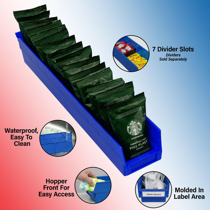 Akro-Mils 30124 Heavy Duty Plastic Shelf Bins, 24"x 4"x 4", Green, 12-Pack
