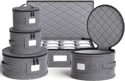 YearningHome China Storage Containers,Hard Shell Box with Felt Dividers for