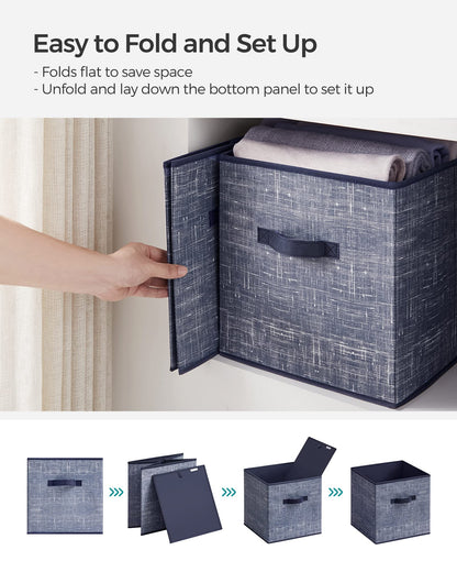 SONGMICS Storage Cubes, 13-Inch Non-Woven Fabric Bins with Double Handles, Set of 6, Closet