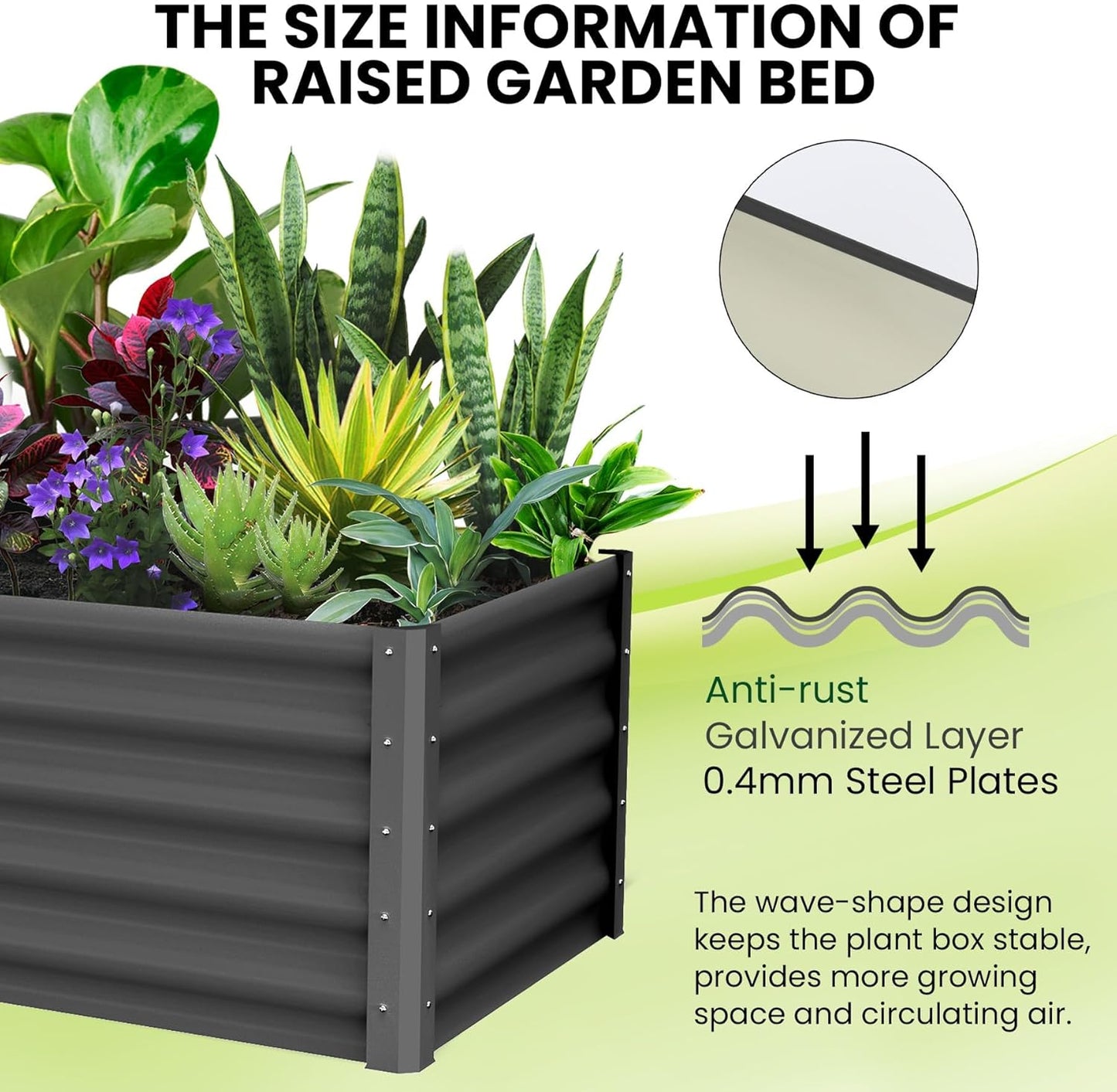 Large Outdoor Planter Boxes Kit Set of 2,6x3x1.5ft Galvanized Raised Bed Planter with Open-Ended