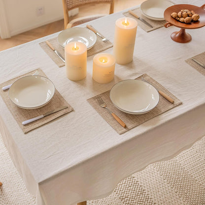 Home Brilliant Linen Place Mats Set of 4 Heat Resistant Dining Table Place Mats Cloth Placemats