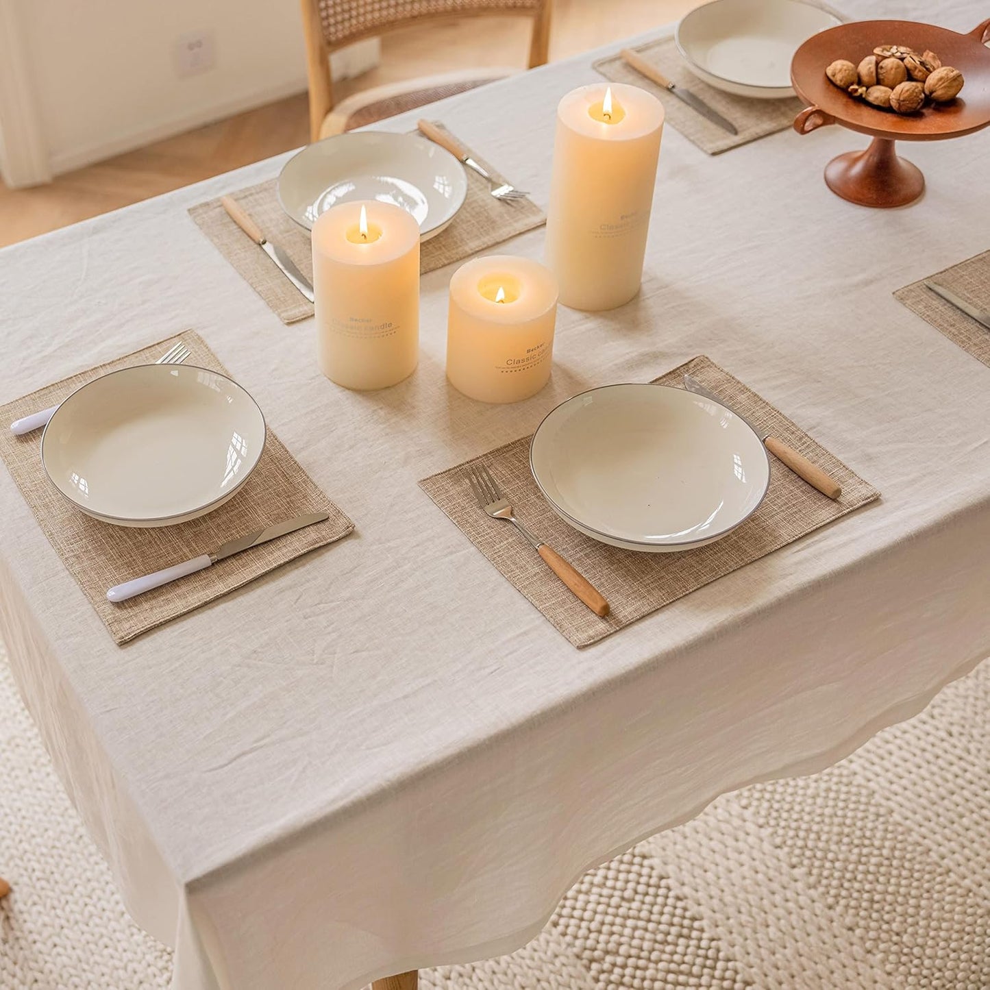 Home Brilliant Linen Place Mats Set of 6 Heat Resistant Dining Table Place Mats Cloth Placemats