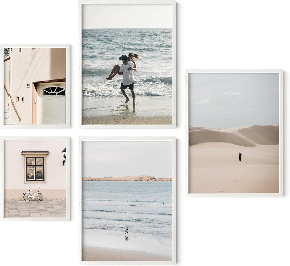 HAUS AND HUES Picture Frames for Wall - Set of 5 White Photo Frames, Photo Frame Collage, Bulk