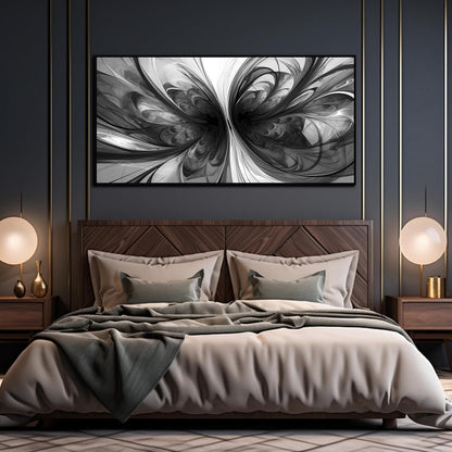 Large Abstract Canvas Wall Art for Living Room Black and White Wall Decor for Office Black Framed