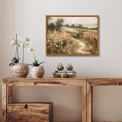 Vintage Framed Wall Art for Living Room – Vintage Wildflower Pictures Oil Paintings Canvas Prints