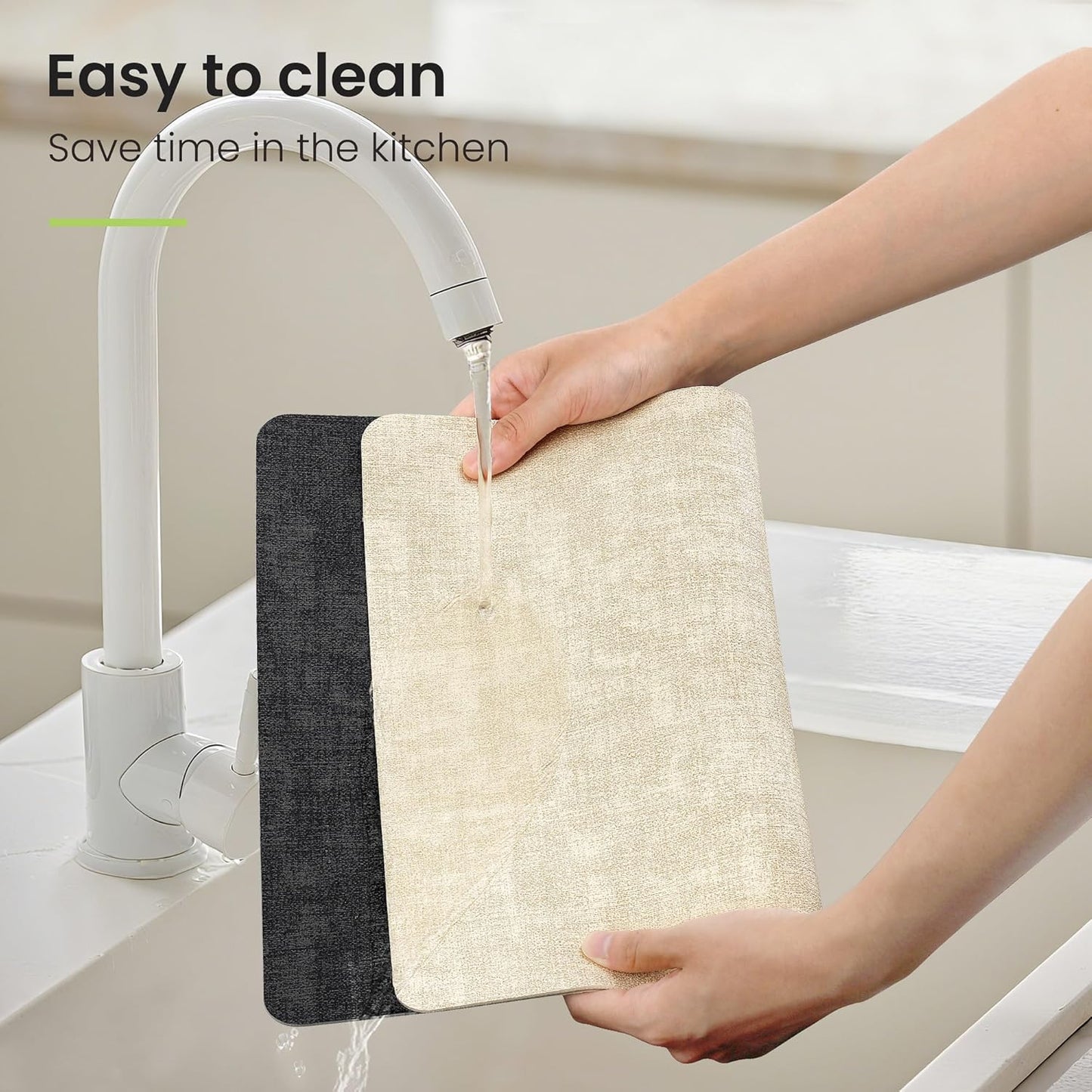 Faux Leather Dual Sided Placemats Set of 4, Square Non-Slip Heat Resistant Placemats with Coaster