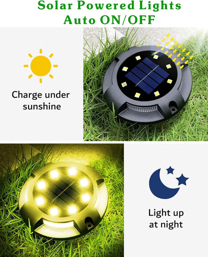 Biling Solar Ground Lights Uplight Sidelight, 12 Packs Bright Solar Outdoor Lights Waterproof for