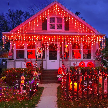 Icicle Lights for Outside, 33ft 400 LED Icicle Christmas Lights Outdoor with 75 Drops 8 Modes