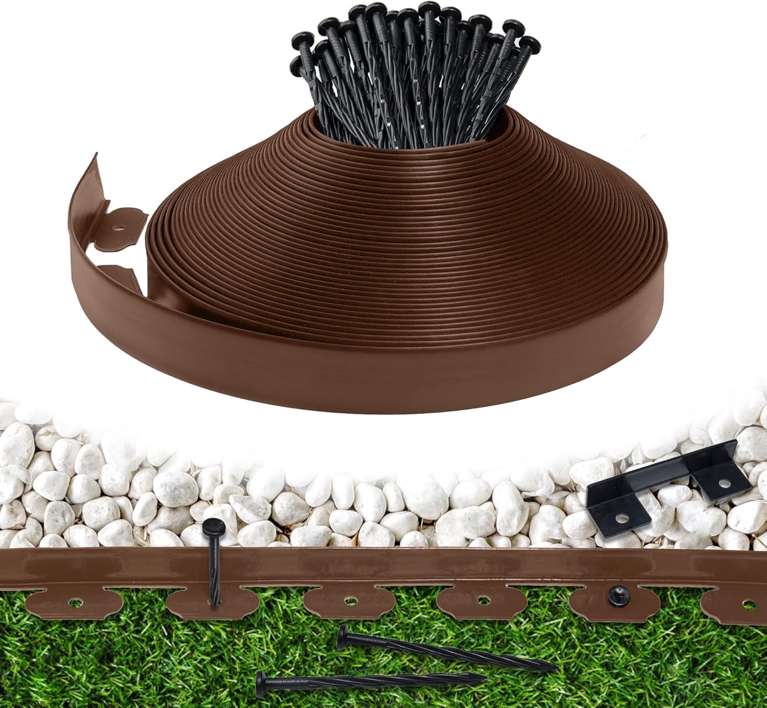 Garden Edging Border,Plastic Edging for Landscaping,Flower Bed, Paver and Lawn Edging Border