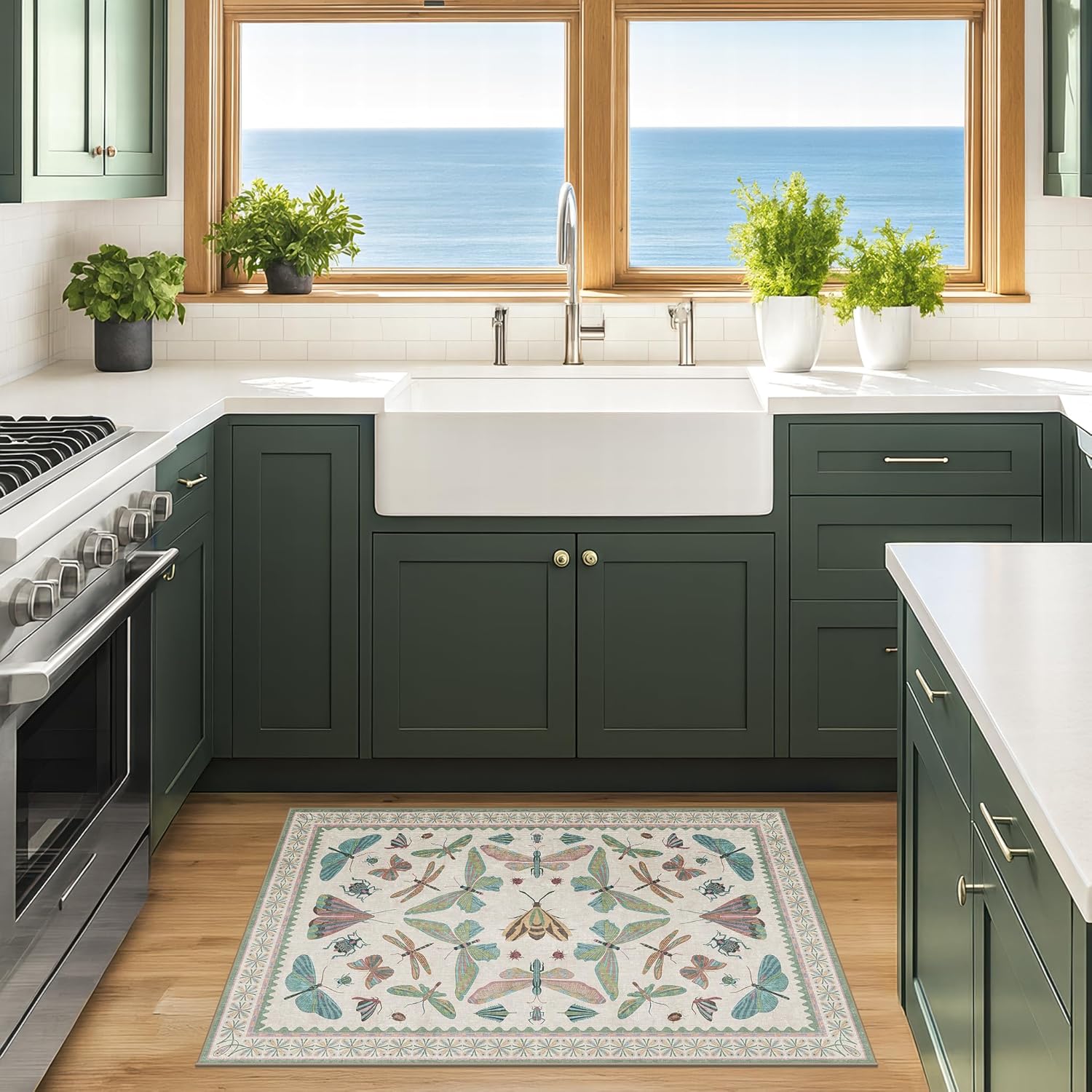 Washable Boho Bathroom Rug 2x3, Small Throw Rugs for Kitchen, Powder Room, Front Door Indoor