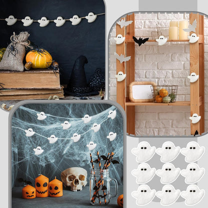 24 Pcs Halloween Felt Ghosts Wool Felted DIY Ornament Ghost for Halloween Party Decoration Home
