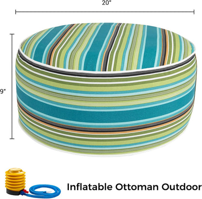 FUNHOME Inflatable Outdoor Ottoman with Air Pump,20"x9" Portable Patio Pouf,Water