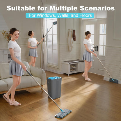 JOYMOOP Mop and Bucket Set with Wringer, Mops for Floor Cleaning, Wall Mop Cleaner with Long