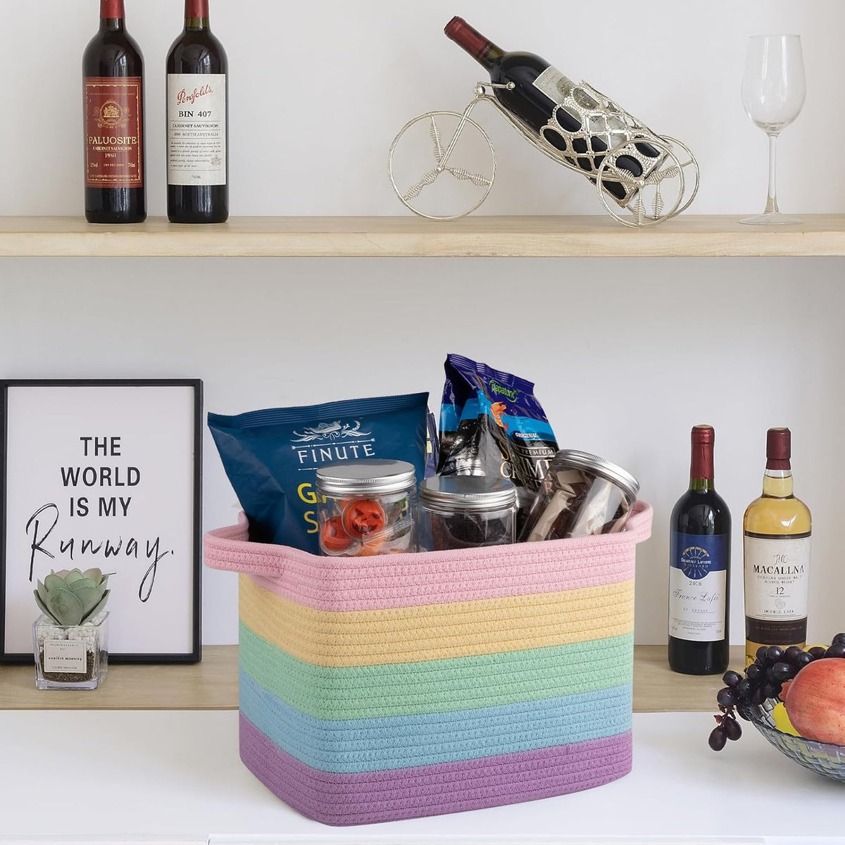 OIAHOMY Storage Basket, Woven Baskets for Storage, Cotton Rope Basket for toys,Towel Baskets for