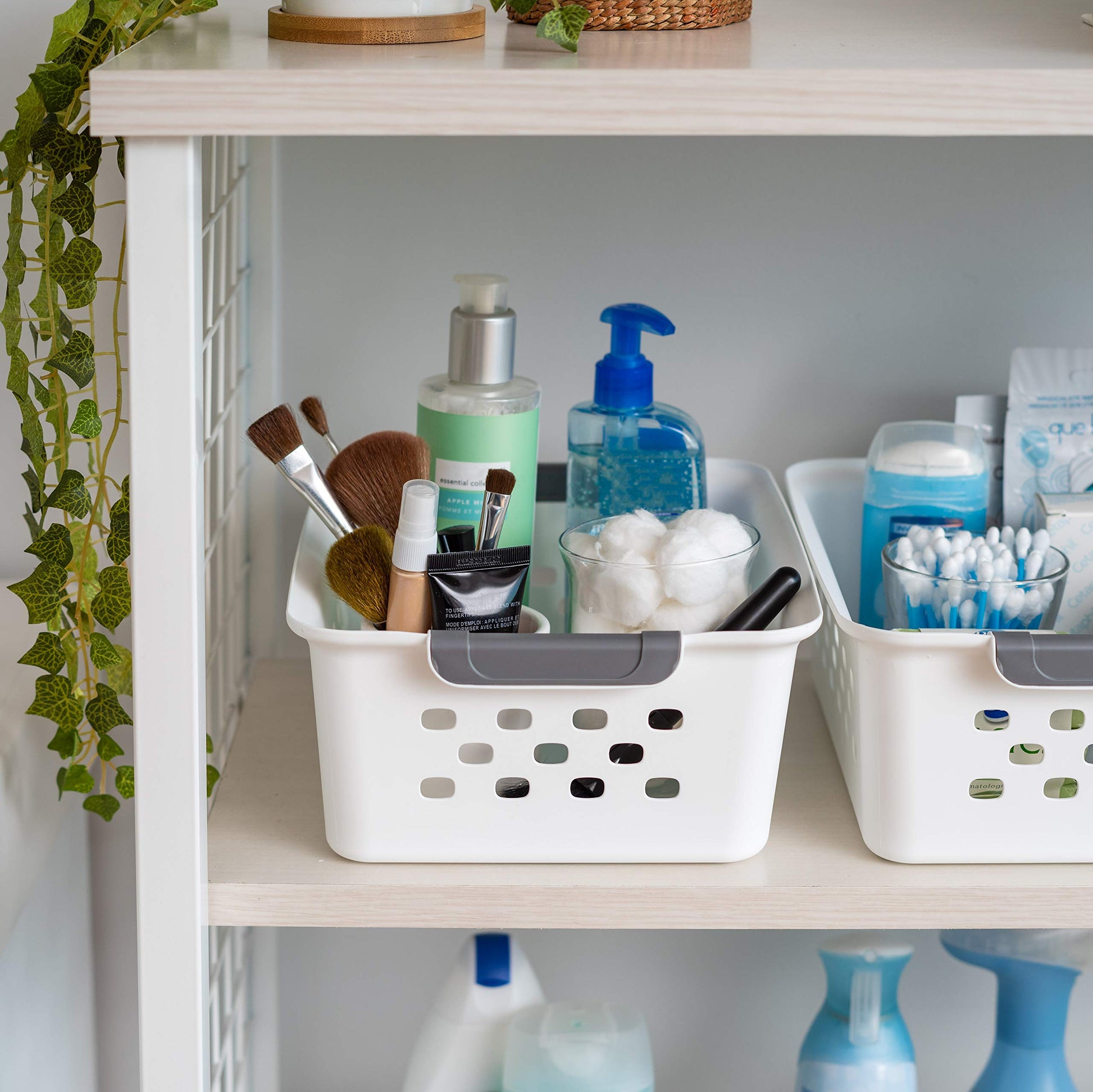 IRIS USA 8-Pack, Small Plastic Storage Basket, White