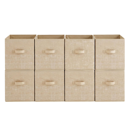 SONGMICS HOME Foldable Storage Cubes Set of 8, Fabric Shelf Organizer Bins with Handles, Closet