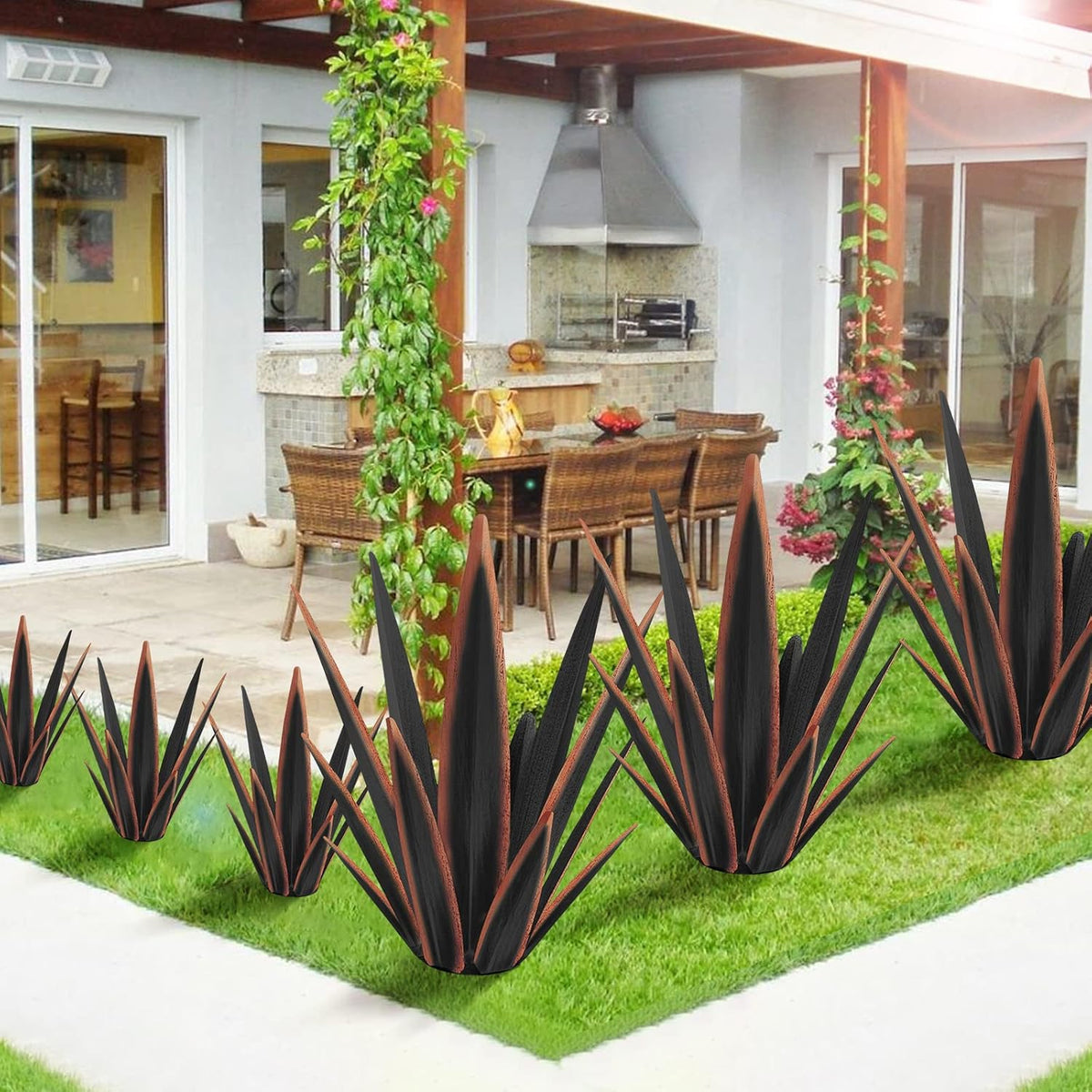 Large Tequila Rustic Sculpture, Rustic Metal Agave Plants for Outdoor Patio Yard, Home Decor Hand