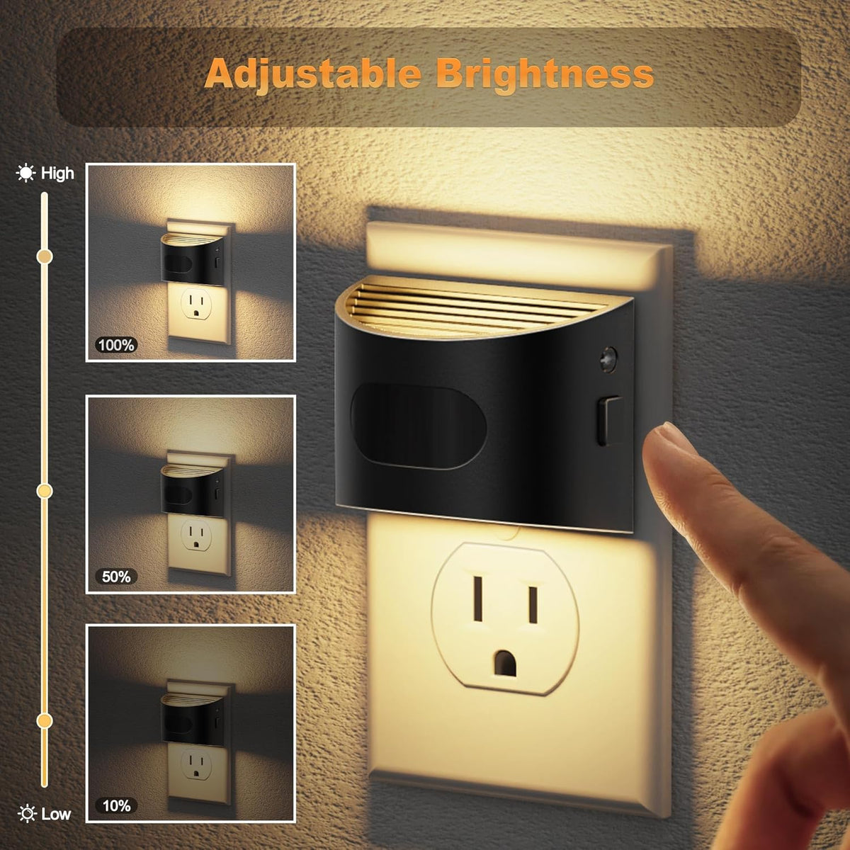 JandCase Motion Sensor Night Light, Night Lights Plug into Wall, Dusk to Dawn Sensor Nightlight