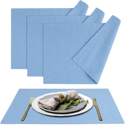 MANSPHIL Table Cloth Placemats Set of 4 Washable Cotton Thick Faux Linen Place Mats Heat Resistant