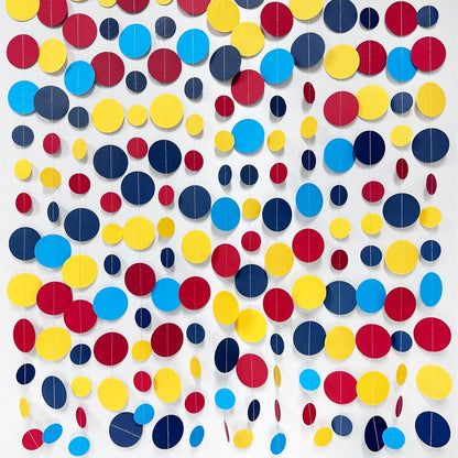 Red Blue Yellow Party Decorations Circle Dots Garland Hanging Paper Polka Dot Streamer for Carnival