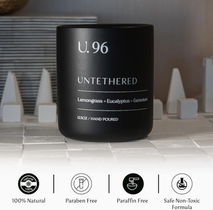 U.96 Luxury Scented Candle – Lemongrass, Eucalyptus & Amber | Hand-Poured in USA w/ 100% Natural