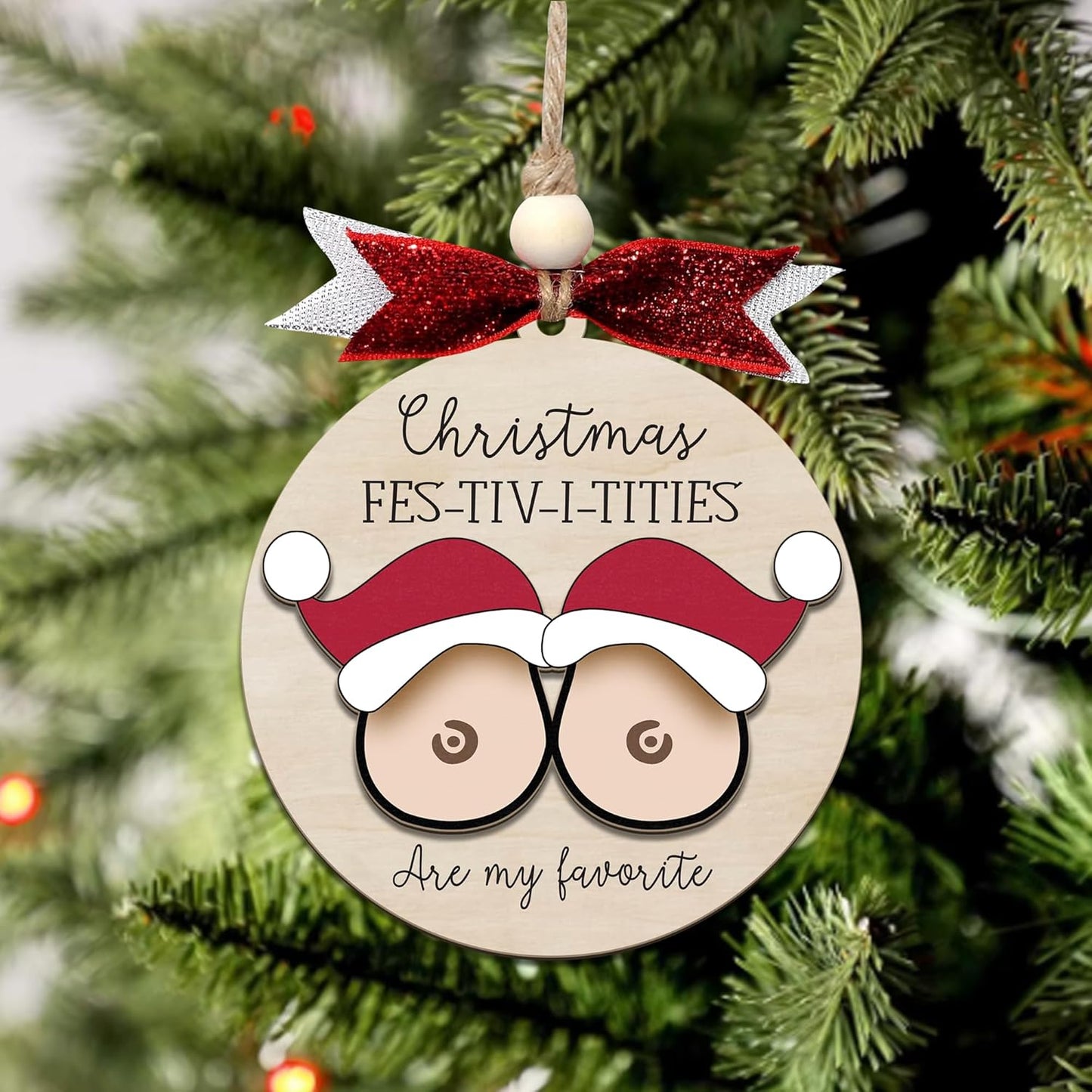 Funny Christmas Ornament – Adult Humor Naughty Holiday Gag Gift for White Elephant & Secret Santa