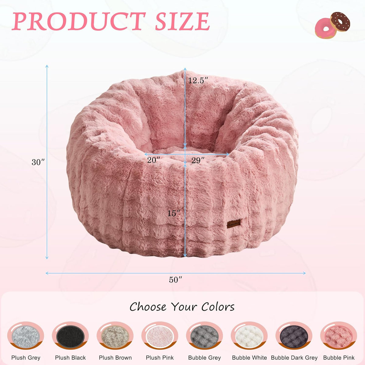 Hobestluk Bean Bag Chair Oversized Bean Bag Chair for Adults Donut-Shaped Large Bean Bag with