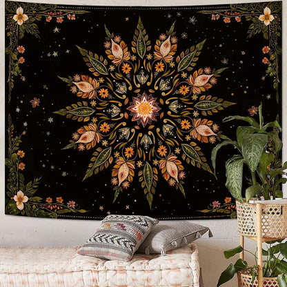 Fowocu Boho Floral Mandala Tapestry for Bedroom Aesthetic Vintage Bohemian Flower Wall Tapestry