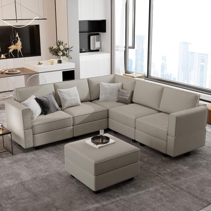 Belffin Modular Sectional Sofa with Storage Seats Velvet L Shaped Corner Couch Convertible