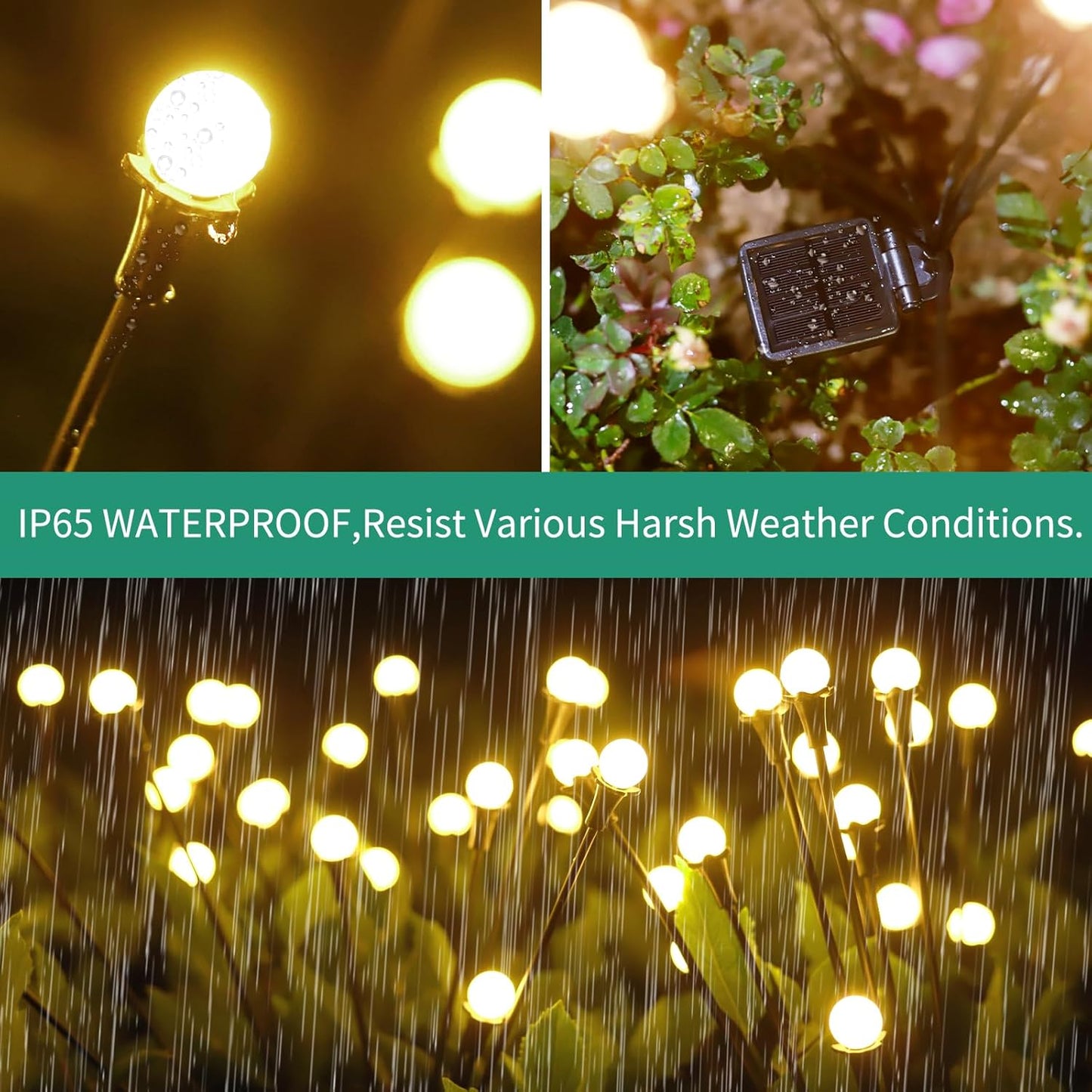 Solar Lights Outdoor Waterproof,6 Packs 48LED, Garden Decor, Patio Decor, Firefly Lights Solar