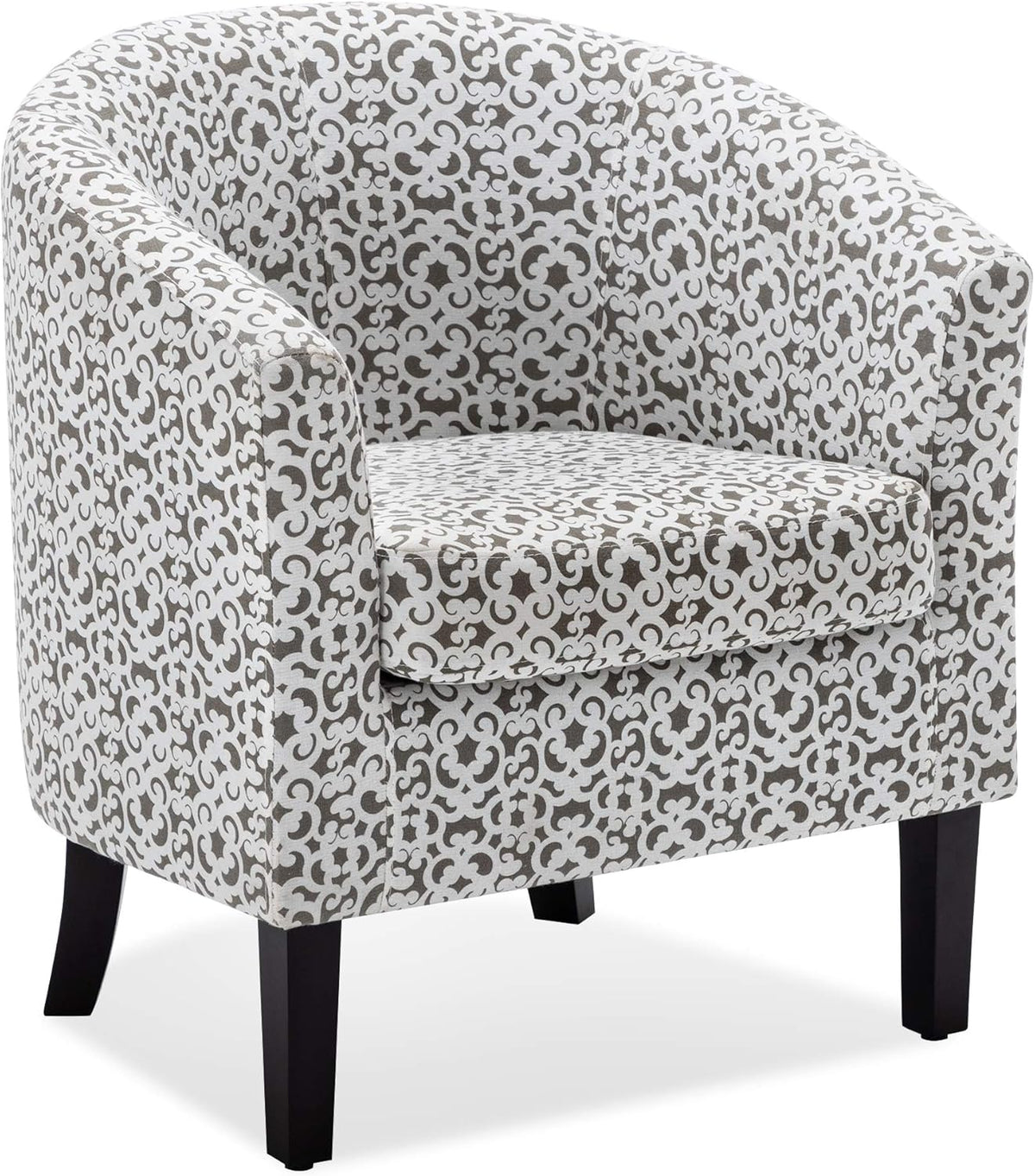 BELLEZE Accent Barrel Chair, Linen Round Chair Club Tub Sofa Corner Chair with Flared Legs and Cozy